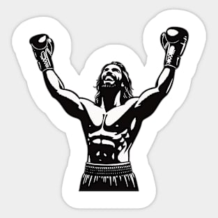 Boxer with winning pose - cool boxing design Sticker